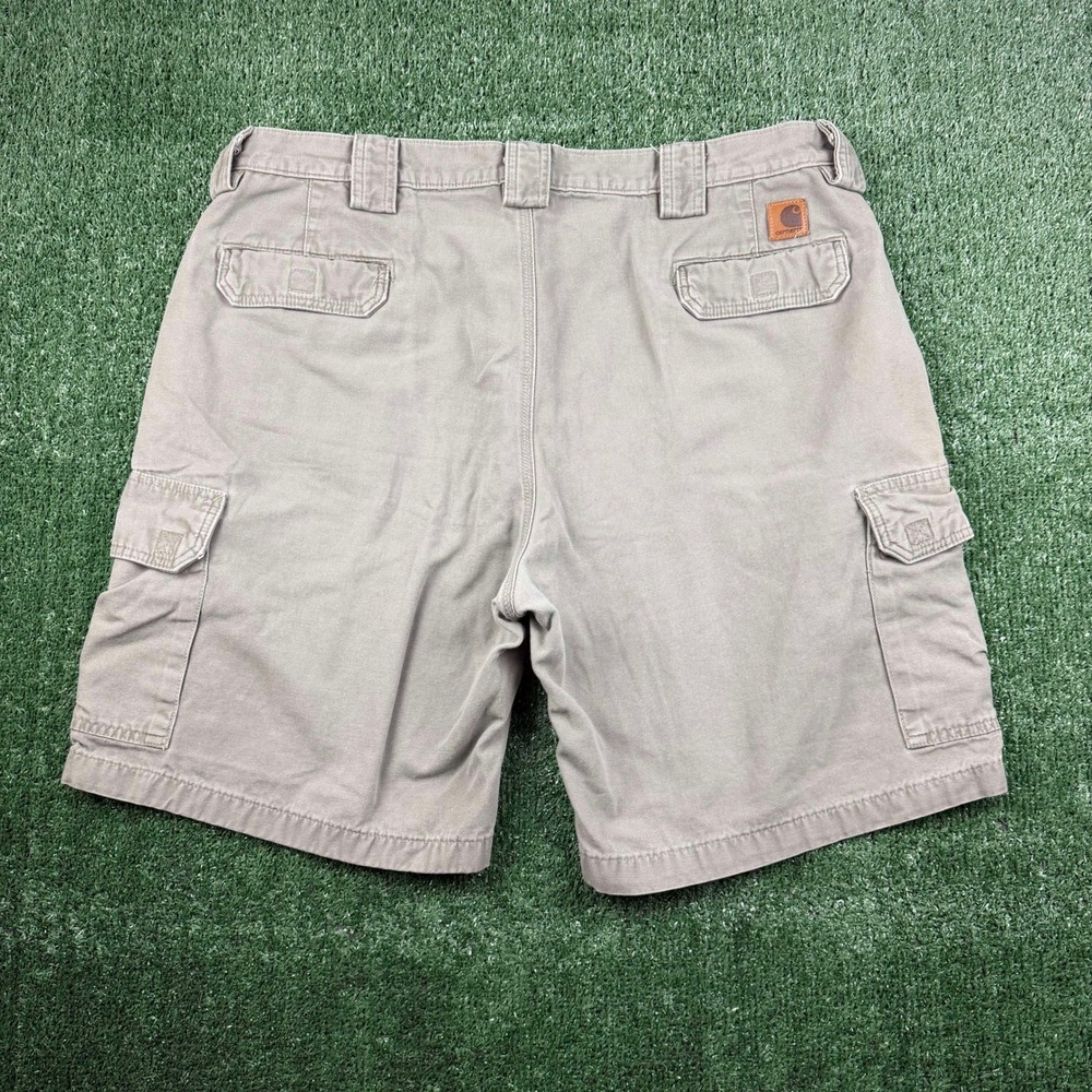 Carhartt Mens Tan Khaki Canvas Cargo Work Shorts Relaxed Fit Utility Size 40